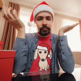 Cream Dachshund Cute Santa Hund jul T Shirt