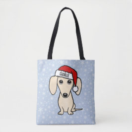 Cream Dachshund Cute Santa Hund jul Tygkasse