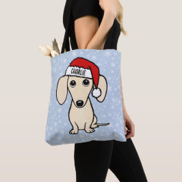 Cream Dachshund Cute Santa Hund jul Tygkasse