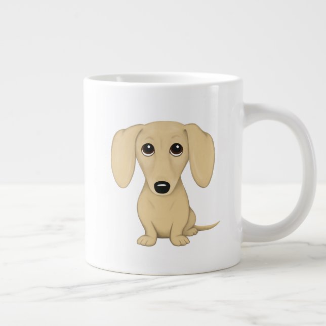 Cream Dachshund | Cute Wiener Hund älskare Jumbo Mugg (Höger)