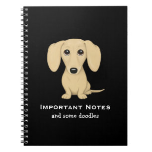 Cream Dachshund med Anpassningsbar Text Anteckningsbok