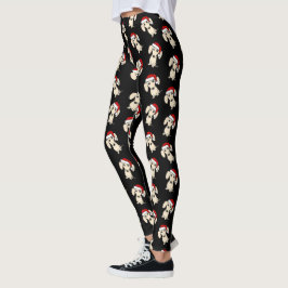 Cream Dachshund Santa Cute Juljulens Helgdag Leggings