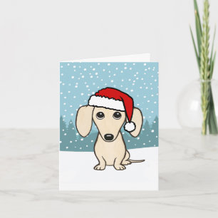 Cream Dachshund Santa Wiener Hund jul Helgkort