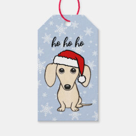 Cream Dachshund Santa Wiener Hund jul Presentetikett