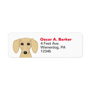 Cream Dachshund Wiener Hund-Returetiketter Returadress Etikett