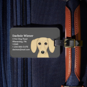 Cream Dachshund Wiener Hund Tecknad Personlig Bagagebricka