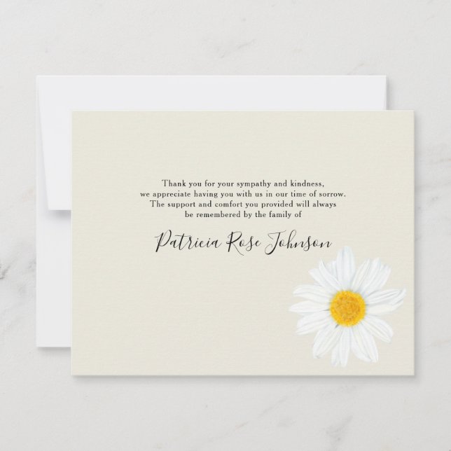 Cream Daisy Funeral Memorial - tackkort Tack Kort (Framsida)