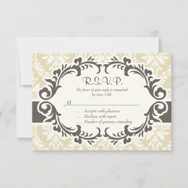 Cream Damask OSA kort (Framsida)