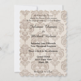 Cream Damask Wedding Inbjudningar