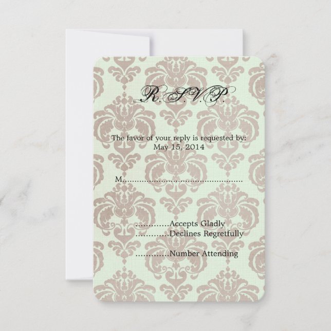 Cream Damask Wedding OSA Kort (Framsida)