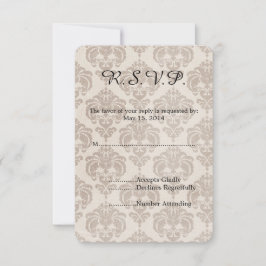 Cream Damask Wedding OSA Kort