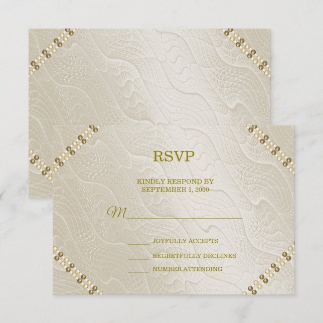 Cream Decorative Bröllop OSA Card Kort (Fram/baksida)