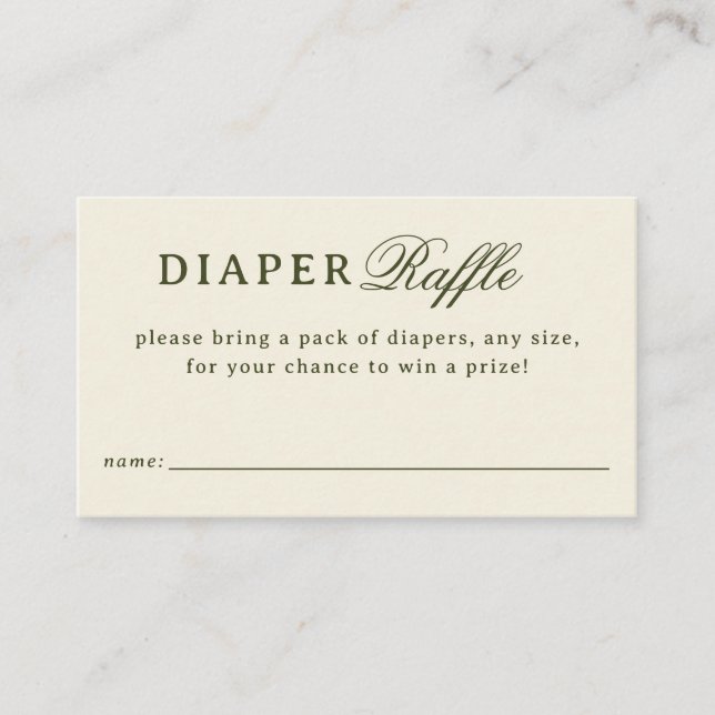 Cream Diaper Raffle Baby Shower Tilläggskort (Framsida)