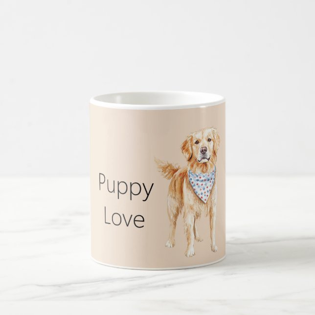 Cream Dog Puppy Love Kaffemugg (Center)