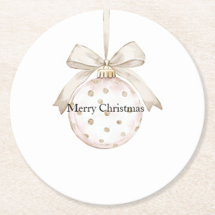 Cream Dots Bow Ornament jul Underlägg Papper Rund