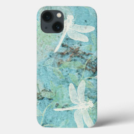 Cream Dragonflies on Blue Teal Background Fodral-M