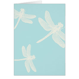 Cream Dragonflies på Teal Blue Background Hälsningskort