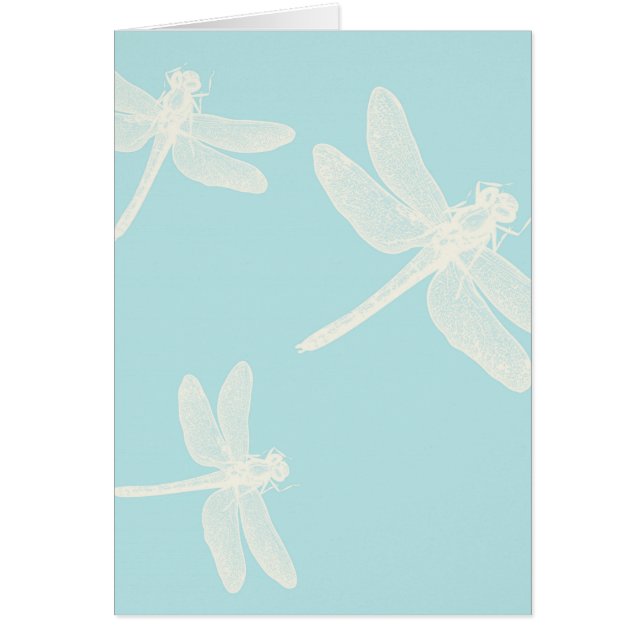 Cream Dragonflies på Teal Blue Background Hälsningskort (Framsidan)