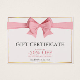Cream Elegant Business Gift-certifikat Visitkort