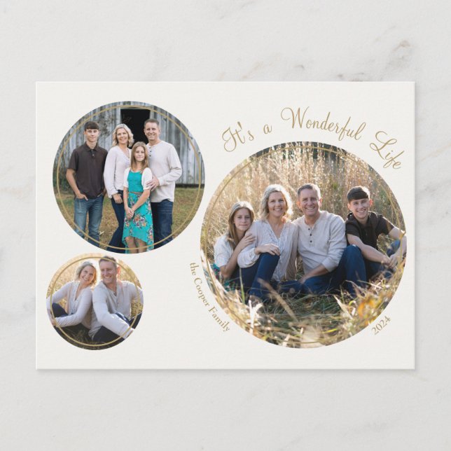 Cream Elegant Minimalistjul Tre foto Helg Vykort (Framsida)