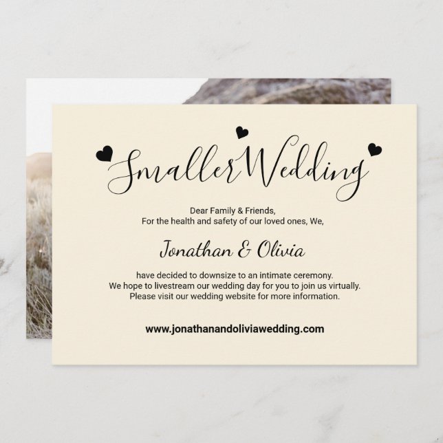Cream Elfenbensvit Mindre Bröllopsbilder Nedskalni Meddelande (Fram/baksida)