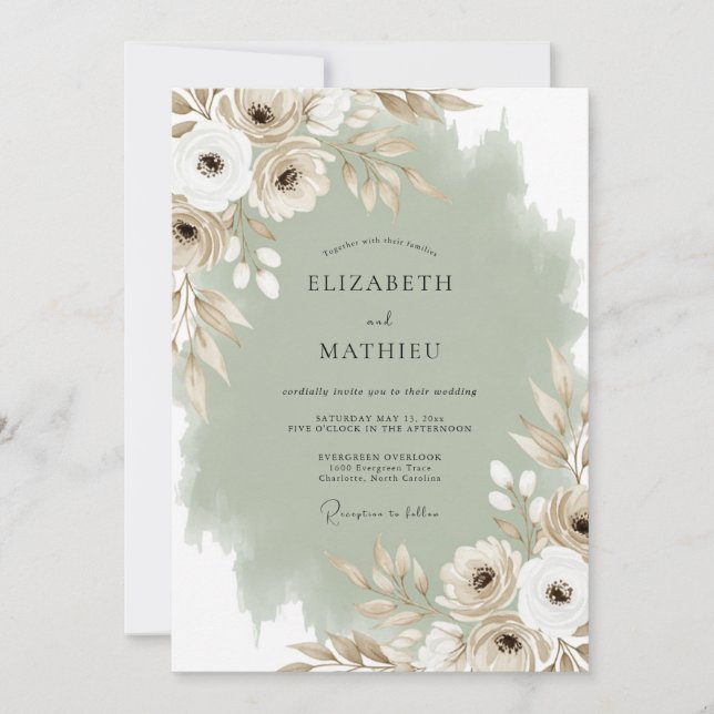Cream Ethereal Blossom Wedding Inbjudningar (Framsida)