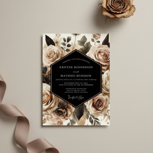 Cream Ethereal Blossom Wedding Inbjudningar (Skapare uppladdad)