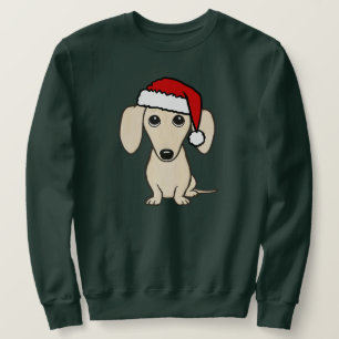 Cream Färgad Dachshund Santa Cute Wiener Hund Lång Ärmad Tröja