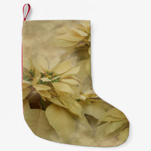 Cream Färgad Poinsettias Digital Art Liten Julstrumpa