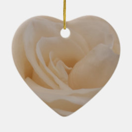 Cream Färgad Ro Closeup Julgransprydnad Keramik