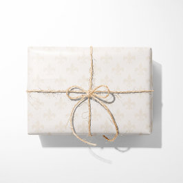 Cream Fleur-de-Lis Presentpapper