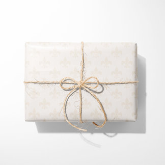 Cream Fleur-de-Lis Presentpapper