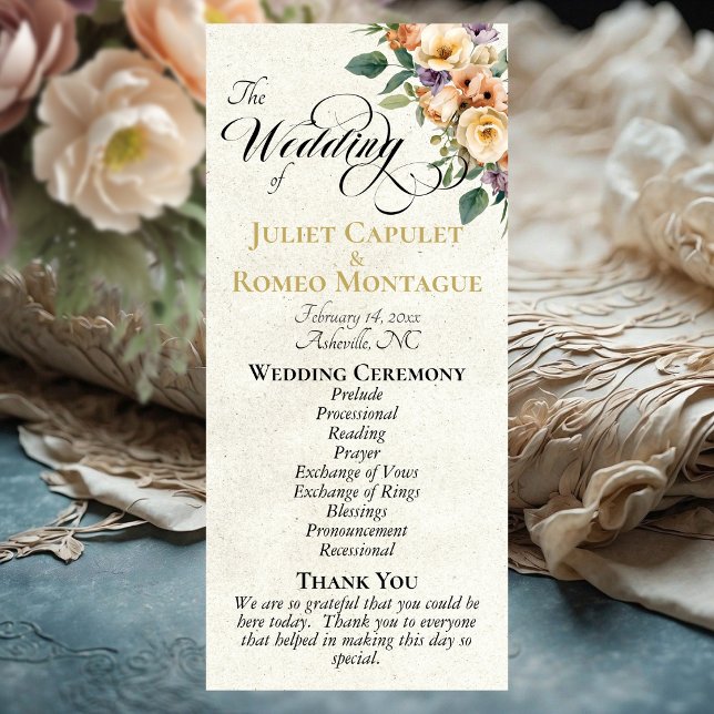 Cream Floral - Cream Wedding Program (Skapare uppladdad)