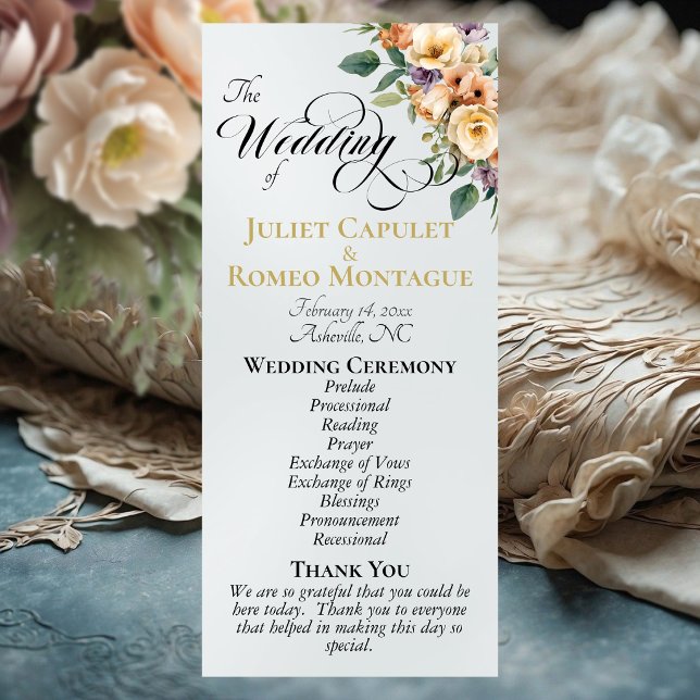 Cream Floral - Pearl White Wedding Program (Skapare uppladdad)