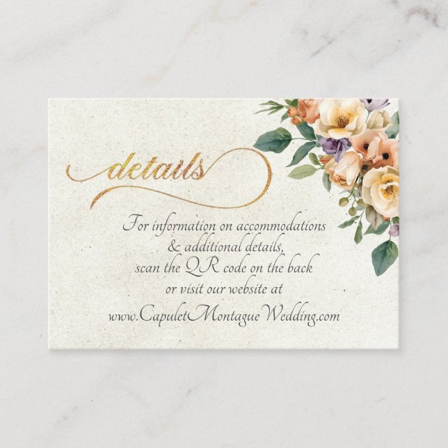 Cream Floral, QR Code - Cream Tilläggskort (Framsida)