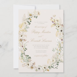 Cream Floral Wildflower Poppy Wedding Invitation Inbjudningar