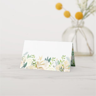 Cream Flowers och Greenery Blommigt Bröllop Placeringskort