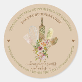 Cream Food Store Catering Bakery Chef Runt Klistermärke