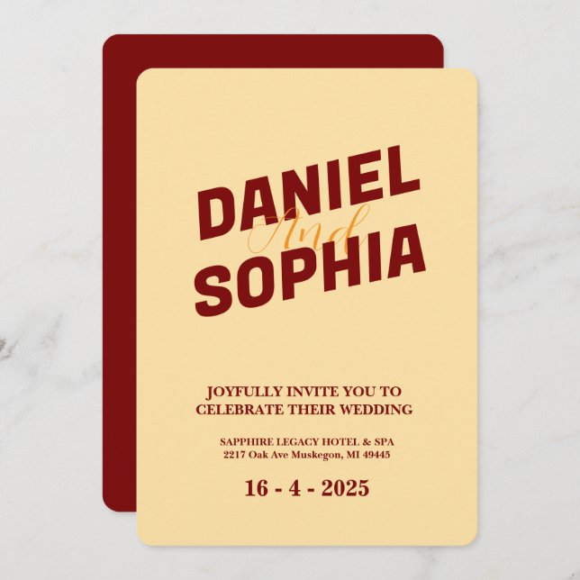 Cream för kökort för Retro-bröllop Inbjudningar (Fram/baksida)