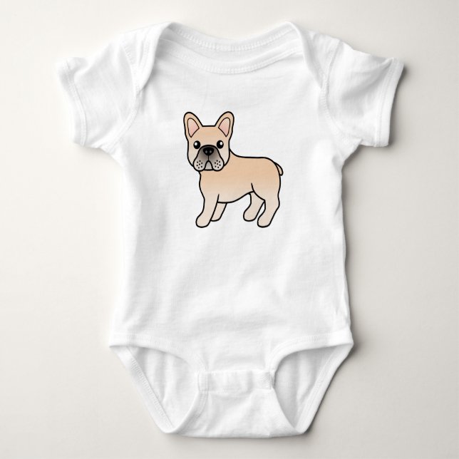 Cream Fransk Bulldog Cute Tecknad hund T Shirt (Framsida)
