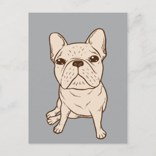 Cream Fransk Bulldog Vykort