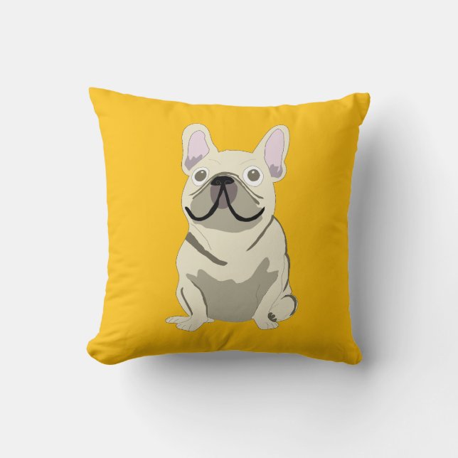 Cream French Bulldog Kudde (Framsida)