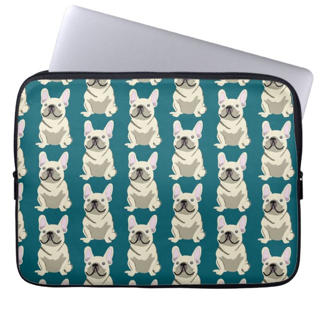 Cream French Bulldog Laptop Fodral (Framsidan)