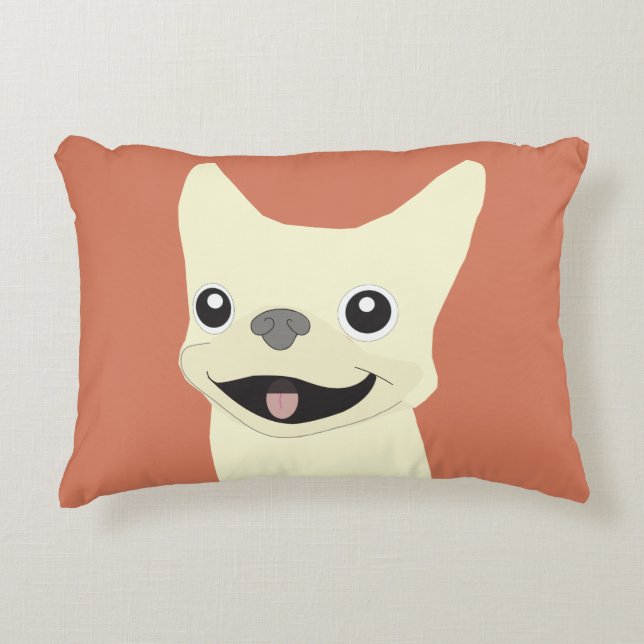 Cream French Bulldog, Terracotta Prydnadskudde (Framsidan)