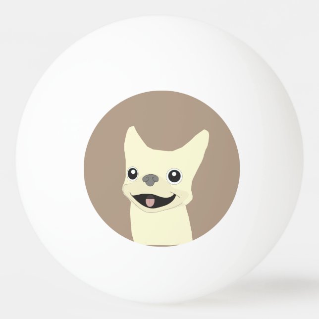 Cream French Bulldog, Warm Taupe Pingisboll (Framsidan)