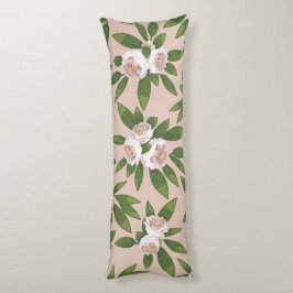 Cream Garden Harmony: Camellias och Greenery Kroppskudde