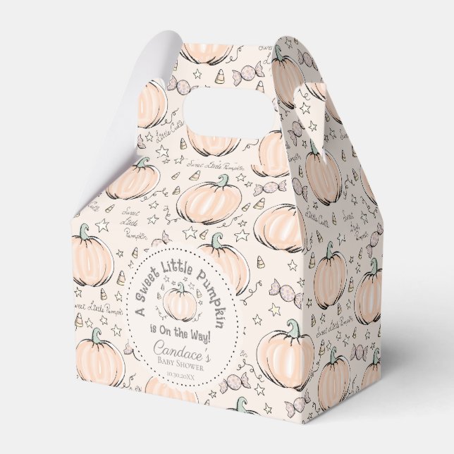 Cream Gender Neutral Little Pumpkin Baby Shower Presentaskar (Framsidan Sidan)