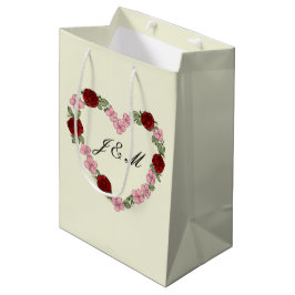 Cream gift bag with a pink and red heart