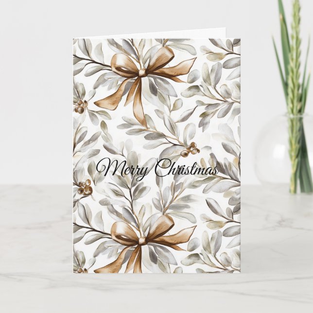 Cream Gingerbread Christmas Bows Kort (Framsida)