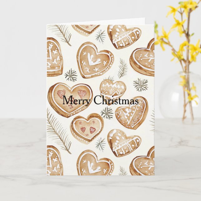 Cream Gingerbread Christmas Hearts  Kort (Gul blomma)